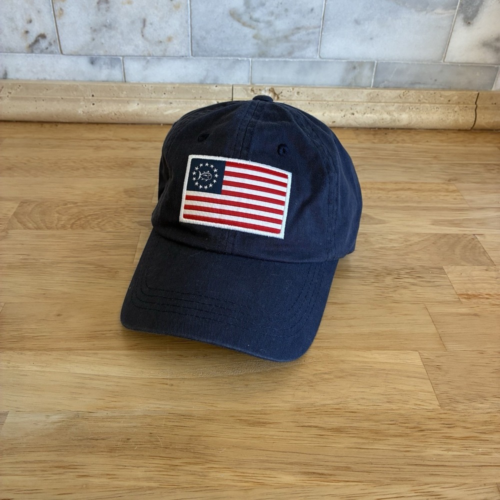 Southern Tide Baseball Cap Mens OSFM Navy Blue American Flag Patch Patriotic Hat